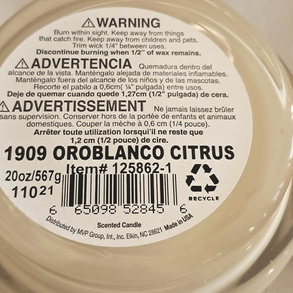 Citrus Soy Pillar Glass 3 Wick Oroblanco Candle Colonial Candle NEW IN BOX - Picture 3 of 12